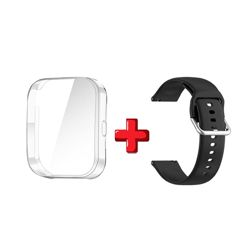 

Чехол-защитная пленка для экрана для Amazfit Bip 5 Мягкий силиконовый ремешок Смарт-браслет Фитнес-браслет Сменные аксессуары чёрный