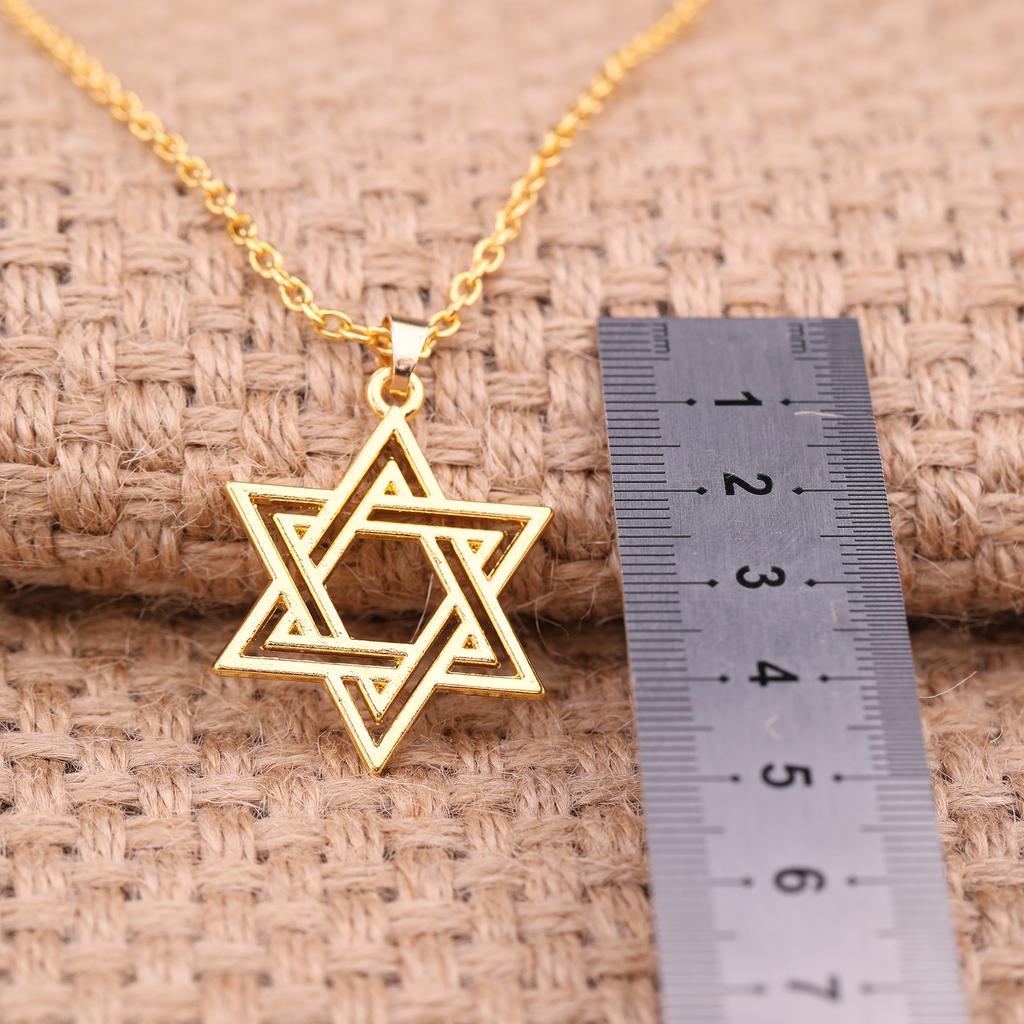 Trendy Vintage Hollow Out Star of David Pendant Necklace Youth Jewelry