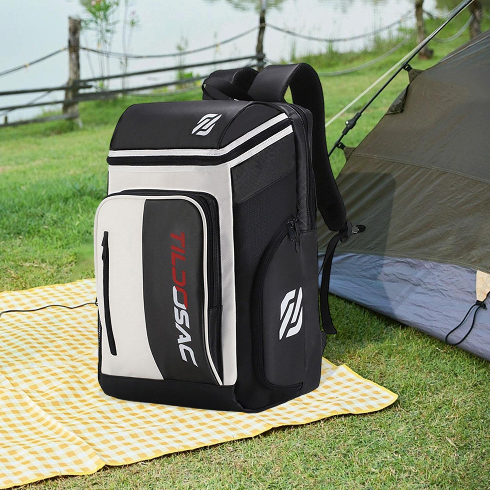 

Tennis Backpack Badminton Racquet Bag Large Capacity Multifunction Organizer Pickleball Black White