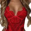 Nightie Bodysuit Lace Stitching Hollow Out Adjustable Straps Jumpsuits Deep V Neck Nightwear No Pads See-through Women Sexy Bodysuit for Themed Party