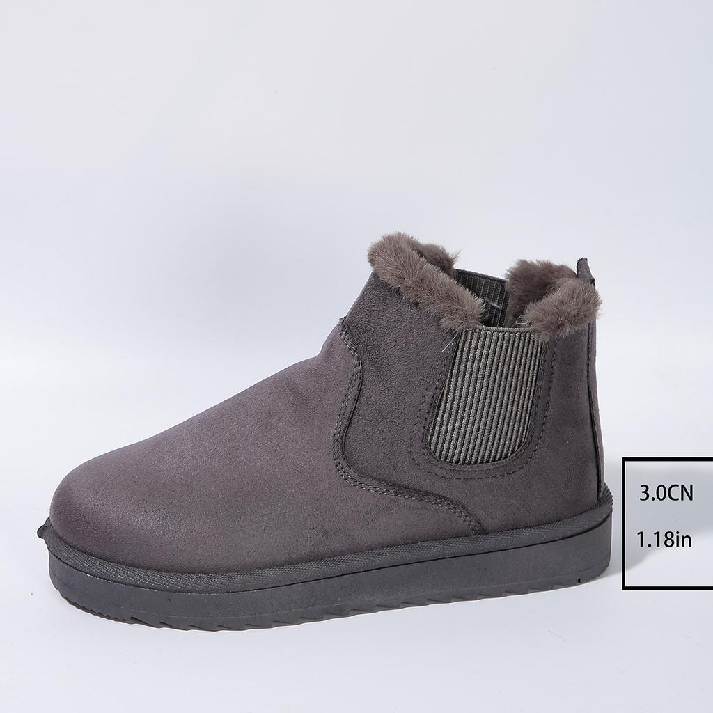 2025 Winter Women Short Plush Warm Snow Boots Casual Shoes New Suede Fur Chelsea Ankle Boots Flats Platform Ladies Shoes Botas