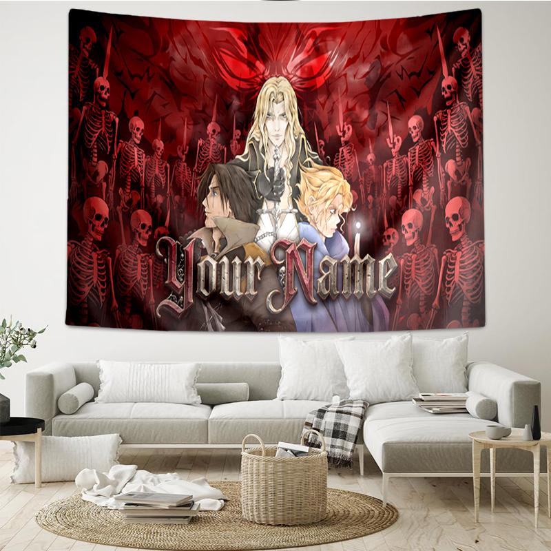 Custom Name Or Text Death Gothic Horror Adventure Tapestry Multi-functional Wall Hanging Tapestry Interior Atmosphere Change