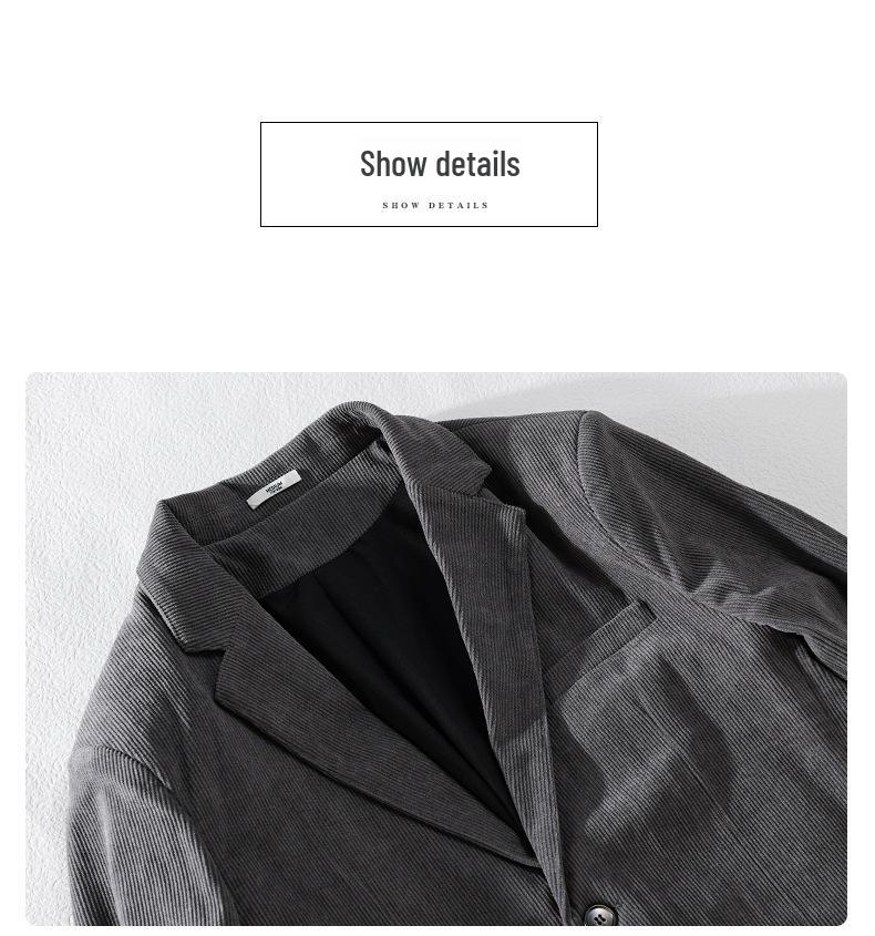 Men's Slim-Fit Corduroy Jacket, Versatile Autumn Business Casual W806