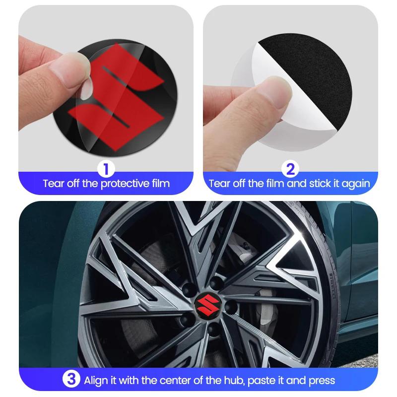 4Pcs Car Emblem Wheel Hub Center Cap Sticker Rim Badge Cover For Suzuki Baleno Vitara Samurai Kaiser DZire Across Kizashi Splash