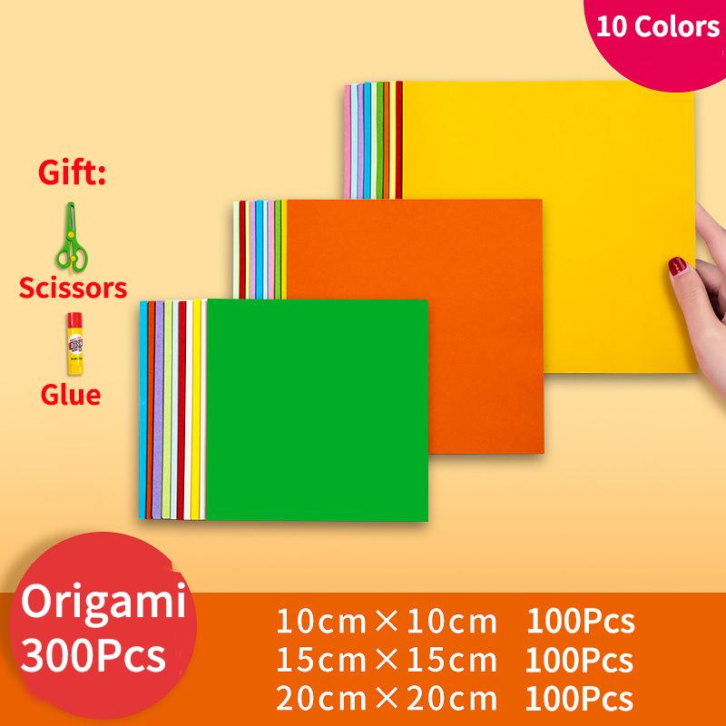 Square Origami Paper Double Sides Solid Color Folding Lucky Wish Paper Crane Multicolor Handmade DIY Scrapbooking Craft Decor