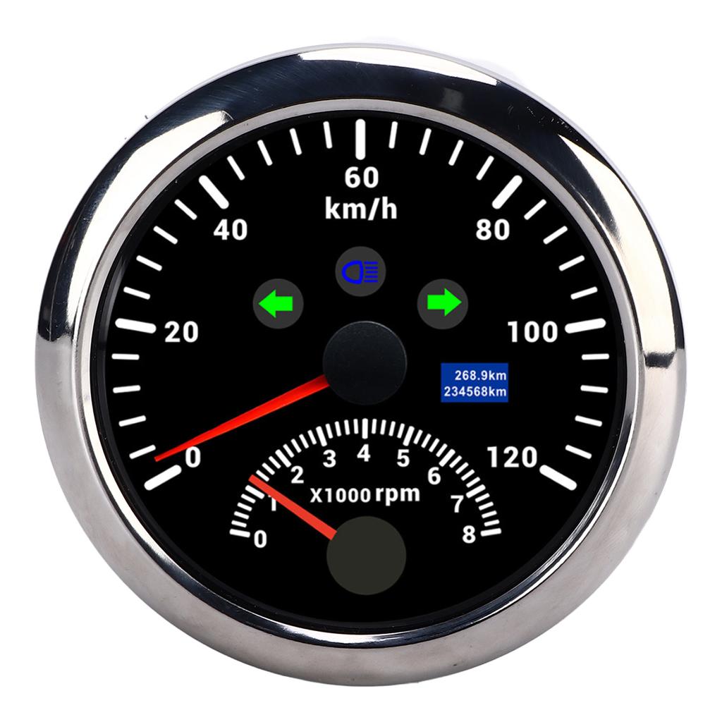 85mm 120kmh GPS Speedometer 0?8000rpm Tachometer Gauge LCD Red Backlight for Car Boat Yacht RV