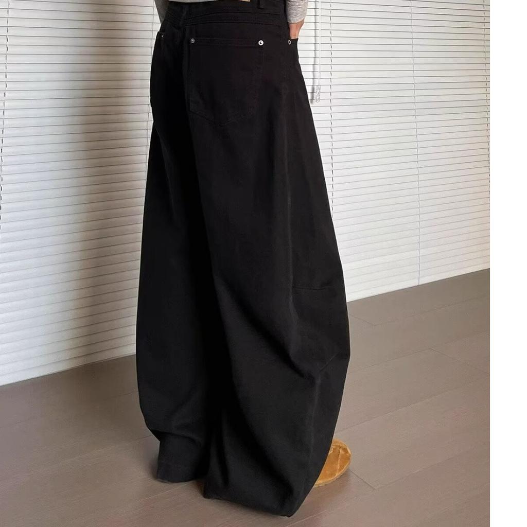 Women American Retro Knife Edge Denim Pants Y2K Spring Autumn Jeans Loose Casual Wide-leg Trousers