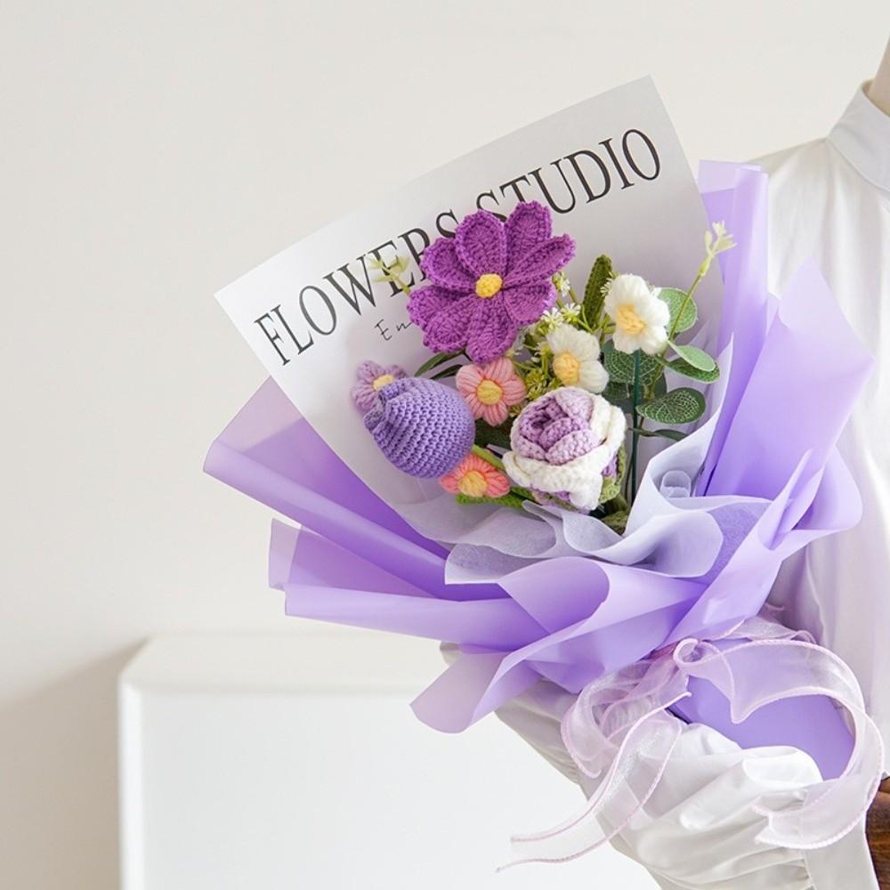 Handmade Gift Bouquet Roses Knitted Artificial Flowers New Knitted  Bouquets  Mother's Day