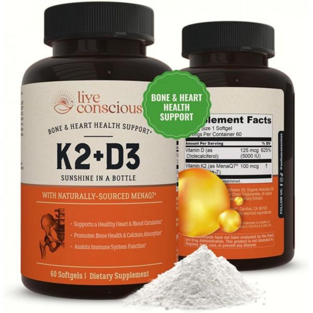 Live Conscious Vitamin with Supplement Bone Heart Health Support Patented K2