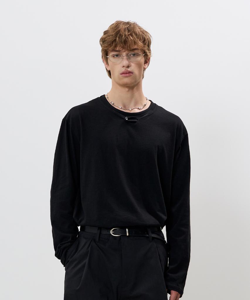 KNOUUN Layered Henry T-Shirt (Black)