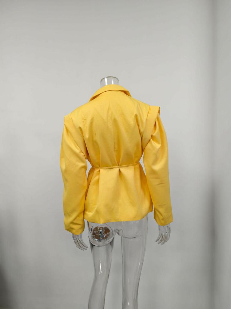 2025 Autumn/Winter European and American Women's Waist-Cinching Lace-Up Loose V-Neck Jacket