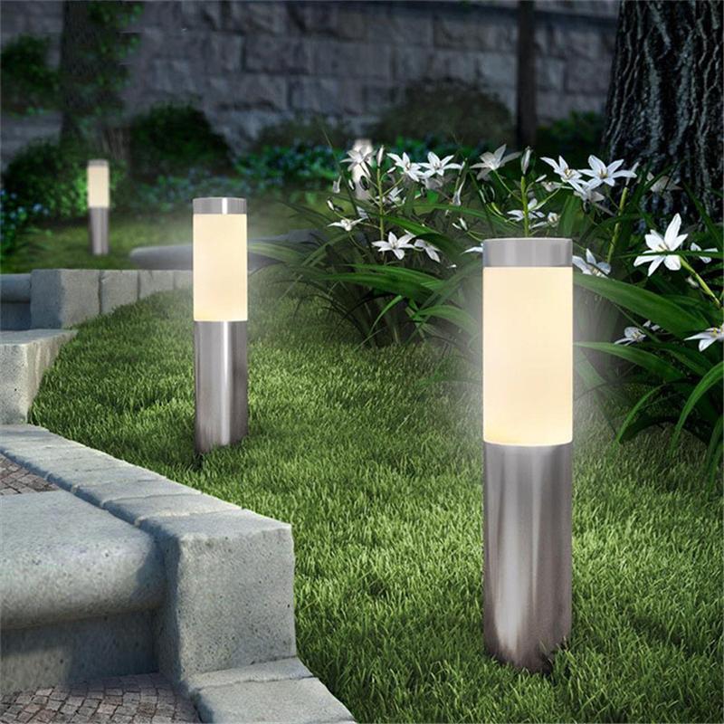 Luz Solar de Jardim Aço Inoxidável Luz de Caminho Exterior Lâmpada de Paisagem à Prova d'Água para Coluna de Portão Pátio Quintal Entrada Gramado Decoração
