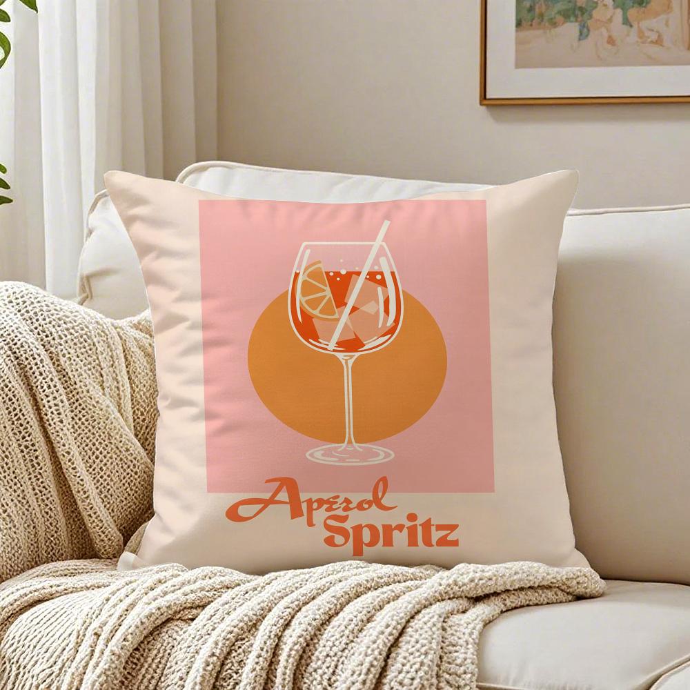 Klasyczna poszewka na poduszkę Aperol Spritz z organicznego krótkiego pluszu, oddychająca, zmywalna, odporna na zagniecenia