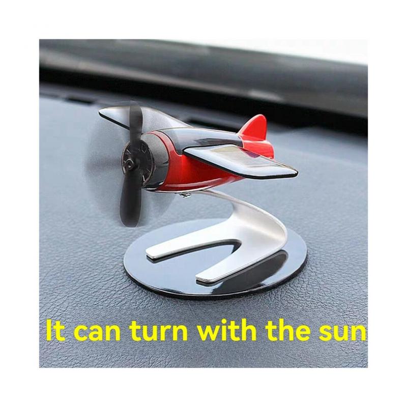 Solarbetriebenes Rotierendes Flugzeug, Dekorative Ornamente, Luftreiniger, Geschenk für Flugzeugliebhaber, Heim-/Schreibtisch-Accessoires, Rot
