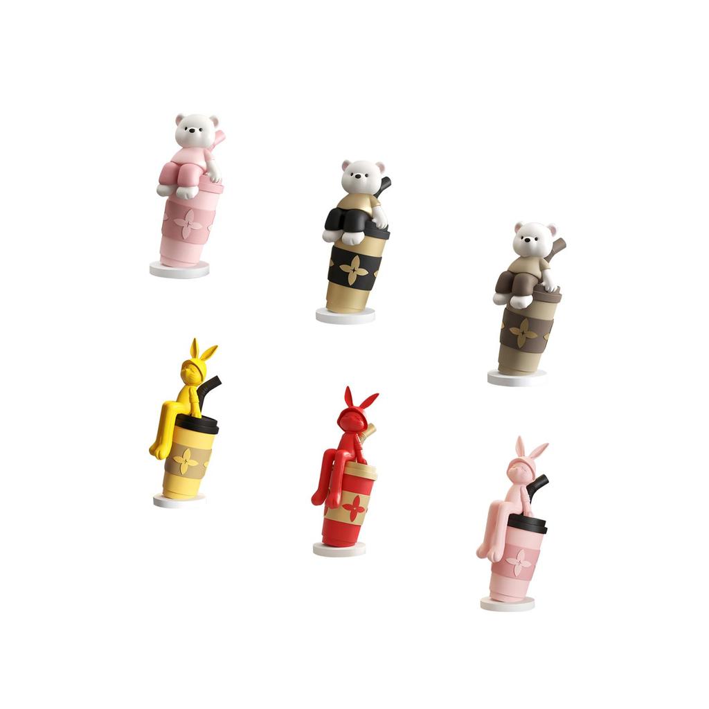 Animal Statue Resin Housewarming Gift Cartoon Collectible Cute Animal Sculpture for Bedroom Dining Table Entrance Cabinet Office