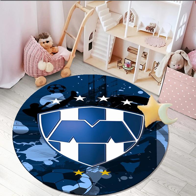 1PC round rug Monter-rey Football Crest Art Printed Round Area Rug ,Rug For Home Office, Round Chair Rug, Decorative Carpet Fan gifts Christmas gift