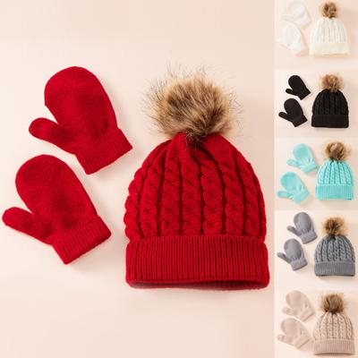 Detské pletené čiapkové rukavice pre batoľatá Zimná teplá čiapka s kruhovými slučkovými rukavicami