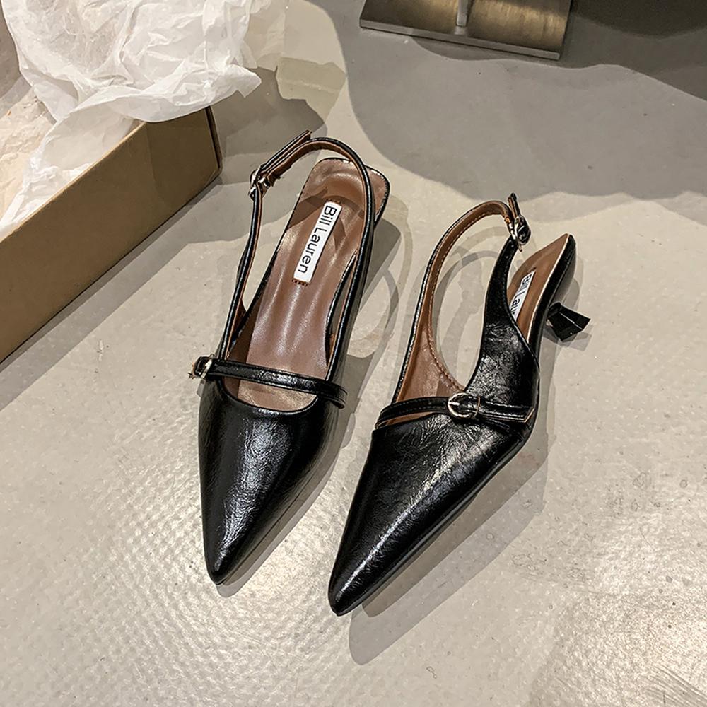 2025 Woman Sexy High Heels Women Sandals Summer Fashion Pointed Toe Low-heel Pumps Slingbacks Elegant Female Heeled Shoes