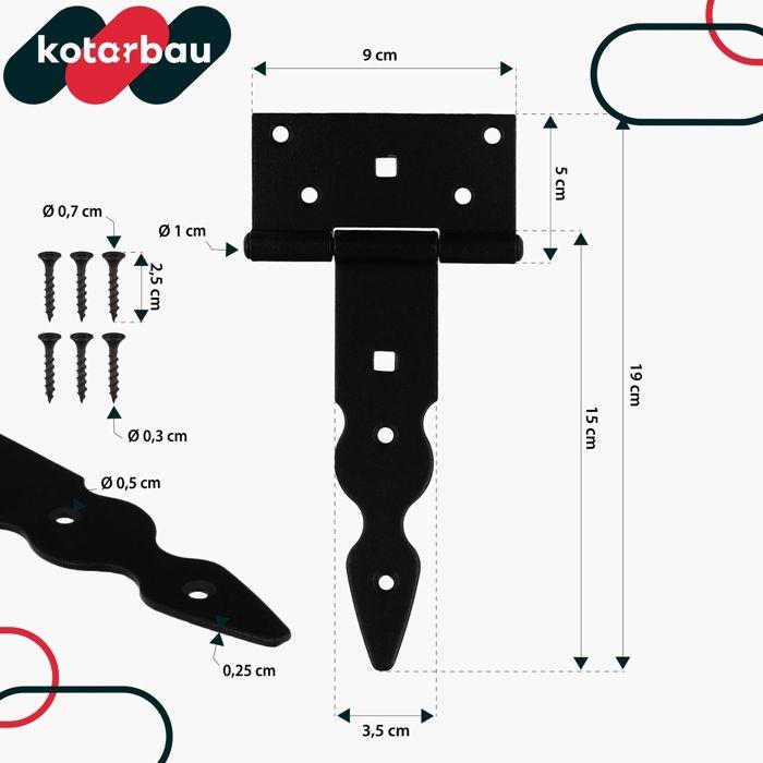 Charnières de porte - KOTARBAU - 150 mm - Acier galvanisé - Revêtement en poudre - 2pcs