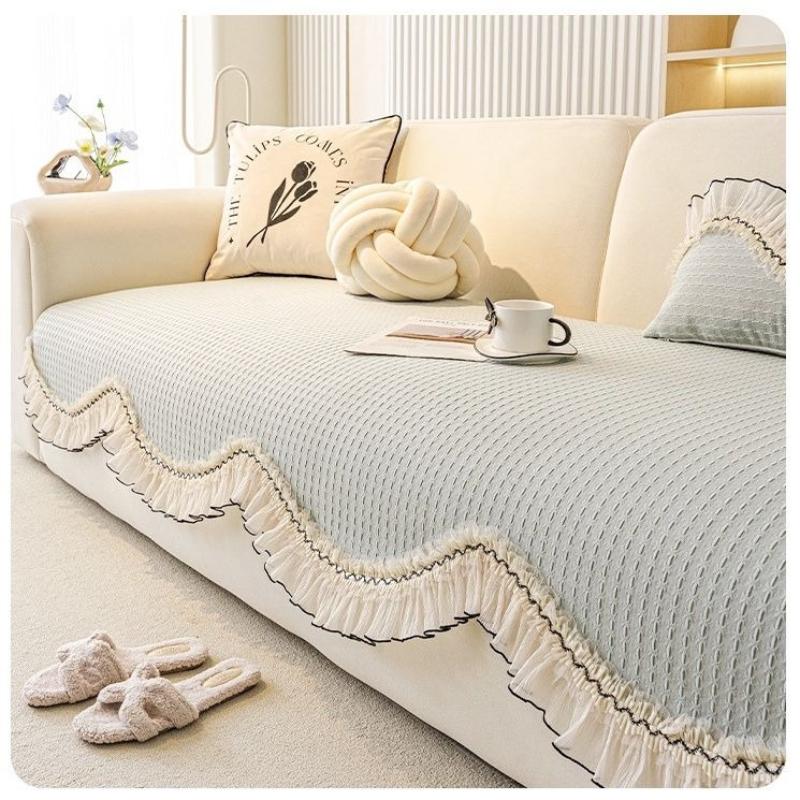 2025 New French Cream Style Lace Shaped Sofa Cushion Four Season Universal Irregular Non Slip Cushion Premium Feel Cover Cloth
