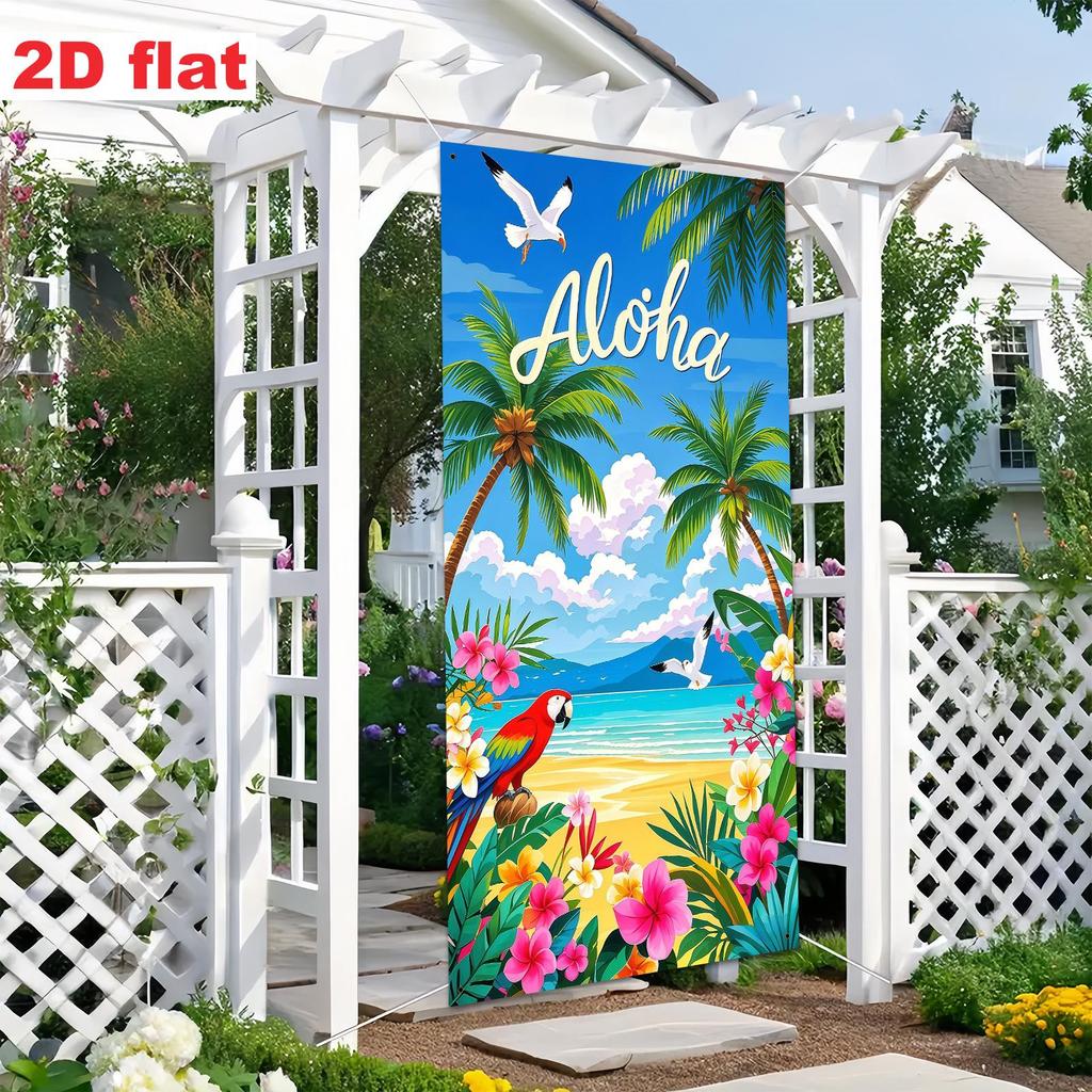 New Summer Hawaiian Door Banner: Beach Party & Festival Photo Backdrop Decoration