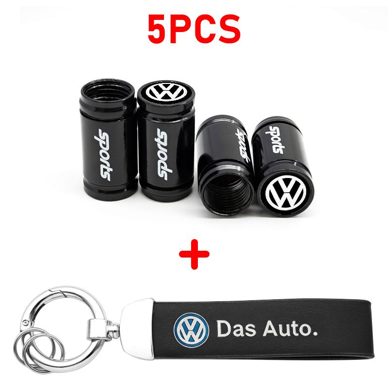 For VW Passat Touareg Magotan Golf 6 7 8 Polo Tiguan GTI Logo Car Tire Wheel Valve Caps Cover Key Chain Ring Keychain Accessory