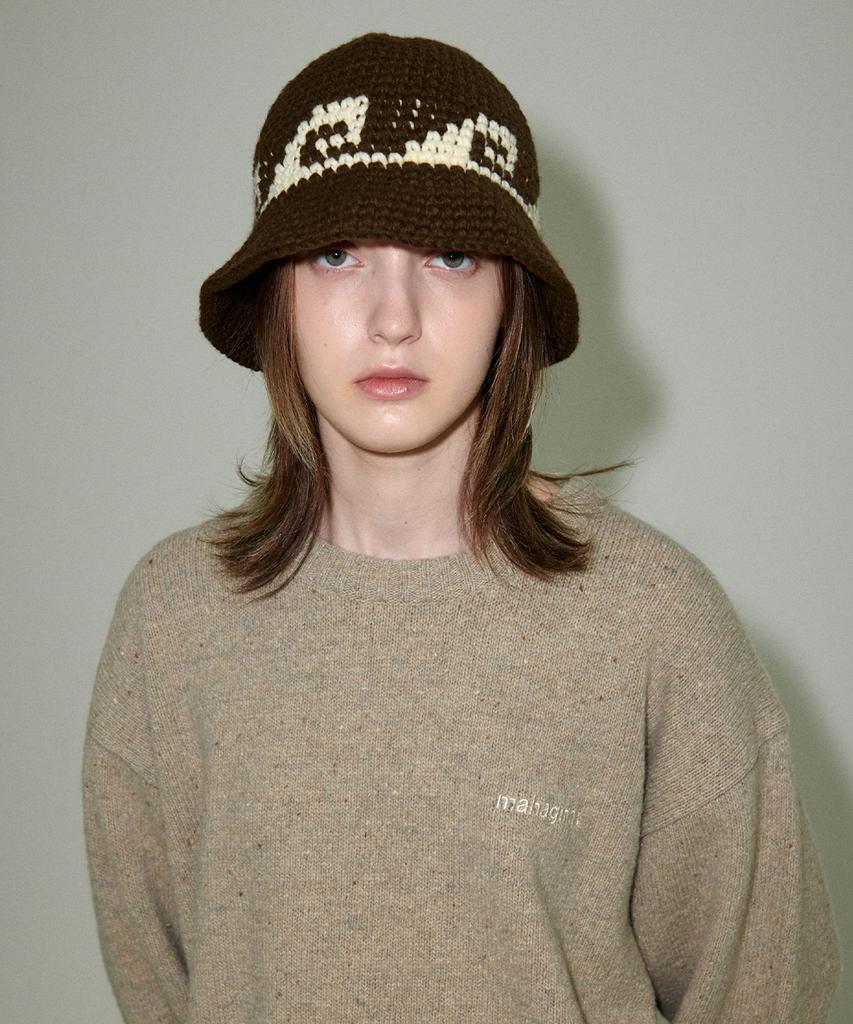 MAHAGRID Swell Handmade Knit Bucket Hat Brown(Mg2Efmab35A)