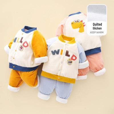 150g Baby Dreilagig Gesteppt Baumwolle Winter Warm Set: Jacke und Hose für Jungen und Mädchen