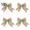Champagne Party Supplies 4Pcs Glitter Christmas Bow, Sparkling Ribbon Hanging Ornament for Floral Arrangement Bows Tree Front Door Wreath, Festive