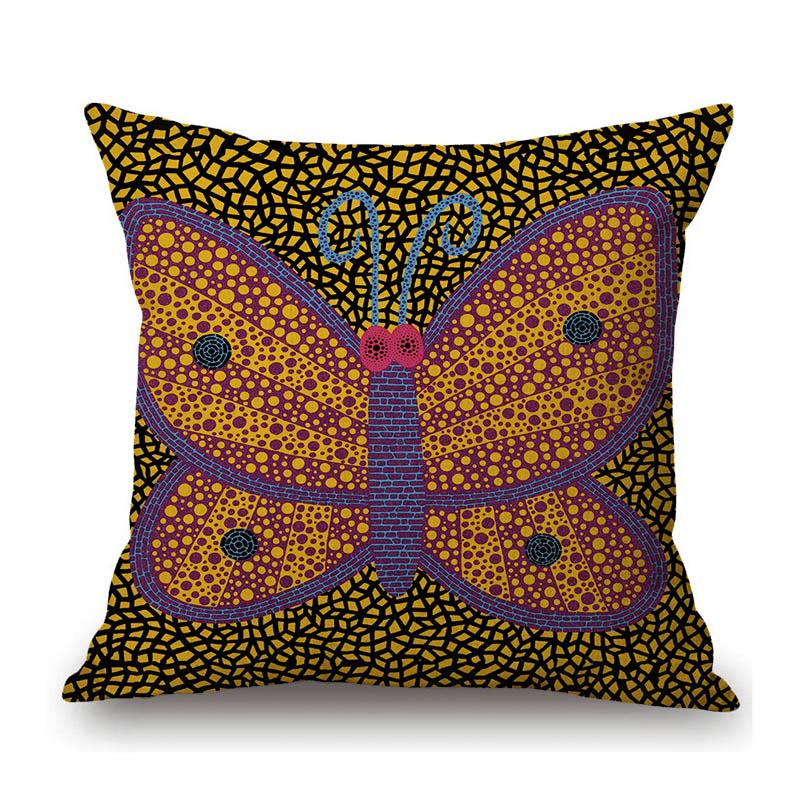 Modern Polka Dots Art Flower Vase Butterfly Pumpkin Yayoi Kasuma Japanese Style Cotton Linen Sofa Pillow Case Car Cushion Cover