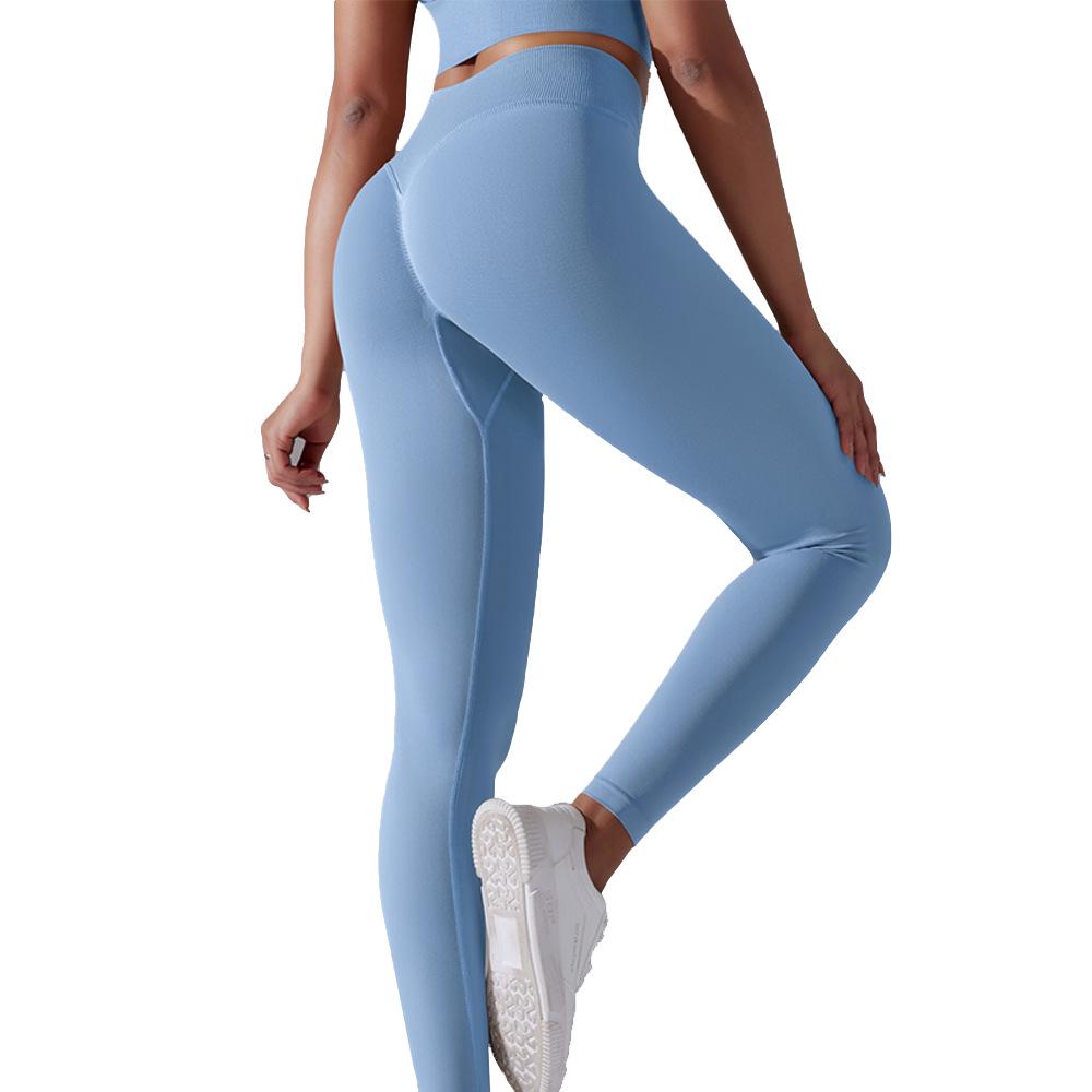 Cross-Border Outdoor Nude Feel Tight Fit Yoga Leggings - Solid Color Hip-Lifting Design