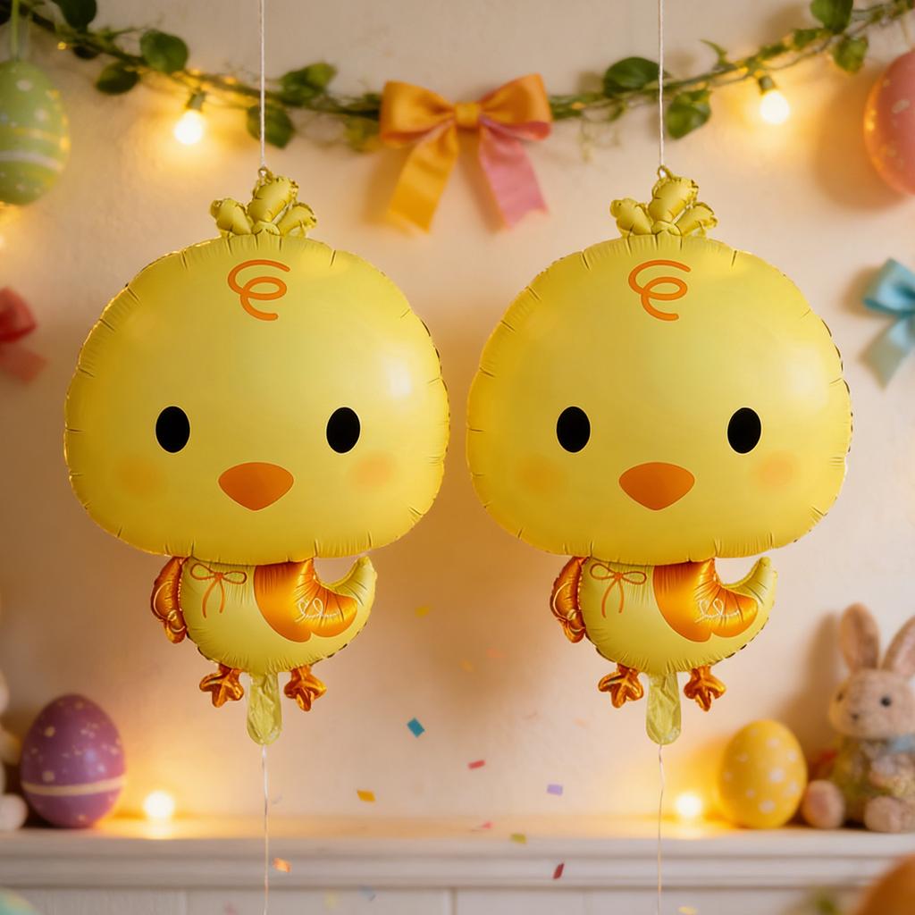 2/4pcs Big Head Chick Shaped Foil Balloons Birthday Holiday Party Decoration Party Atmosphere Background Decor Photo Props 5