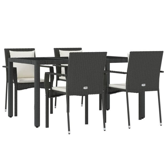 VidaXL Ensemble à manger de jardin coussins 5pcs Noir Résine tressée, ensemble de salle à manger, ensemble de salle à manger 3157953