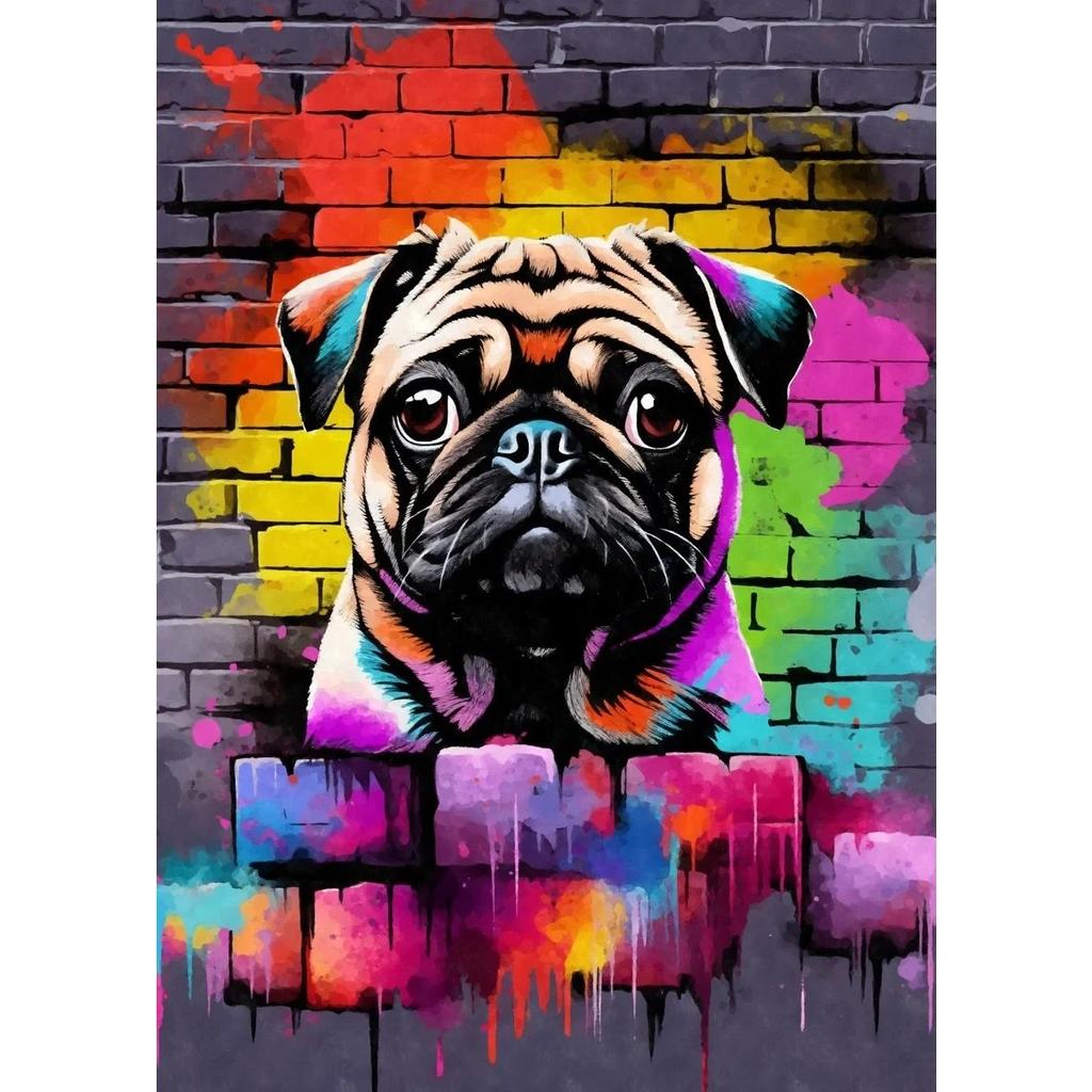 Cute Pet Dogs Graffiti Poster Prints Aesthetic Pug Dachshund Maltese Dog Wall Art Canvas Painting Home Kids Room Decor Picture