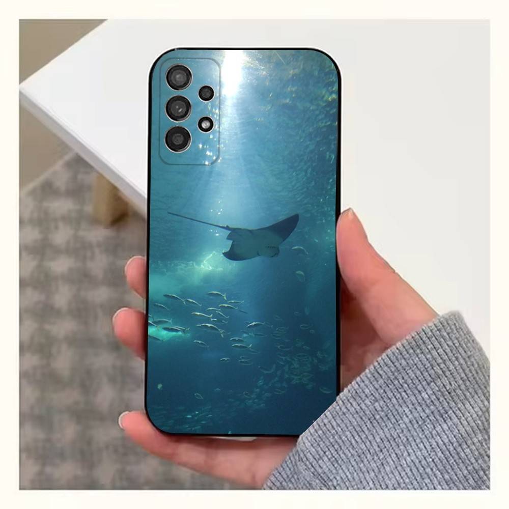 Manta Ray Ocean Animal Phone For Samsung S22,S25,S24,S23,Ultra,FE,Plus,S21,S20,S10,S9,Lite,Soft Silicone Black