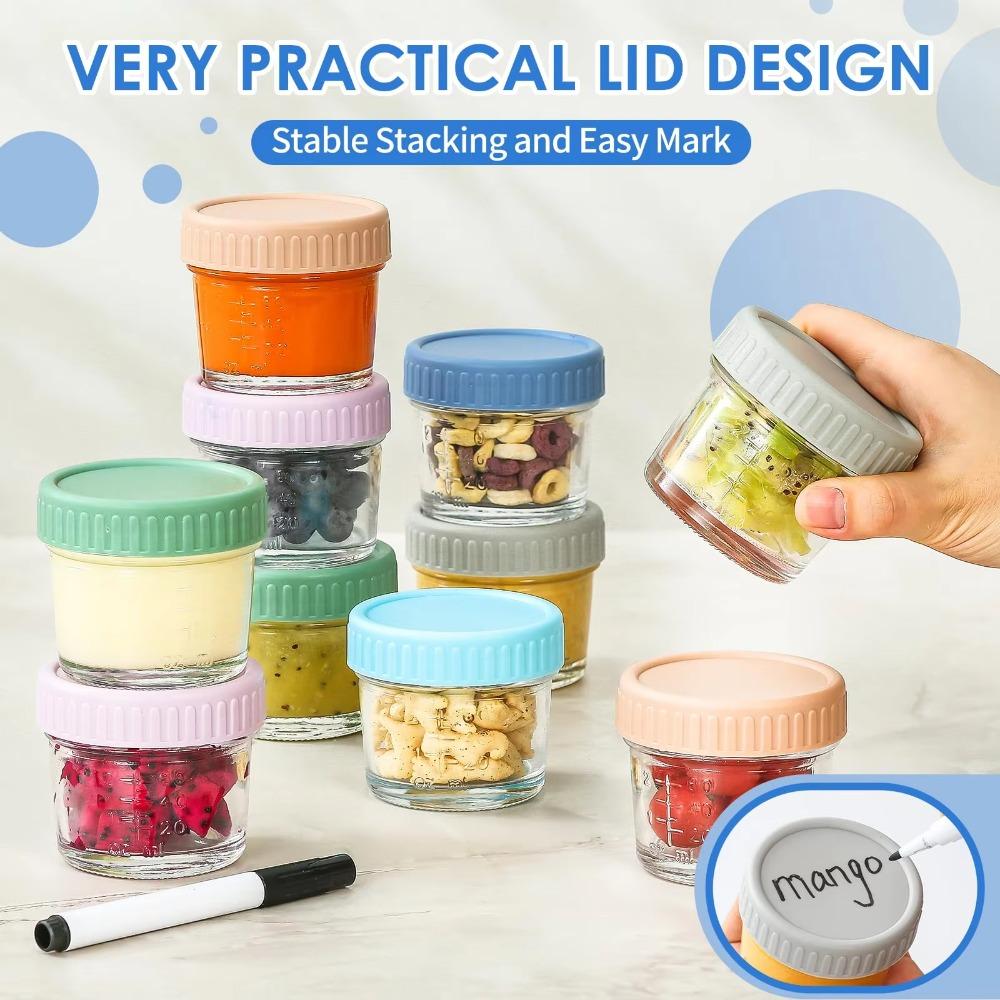 6pcs with Scale Baby Food Jar Reusable Salad Dressing Container Dipping Sauce Cup  Jam