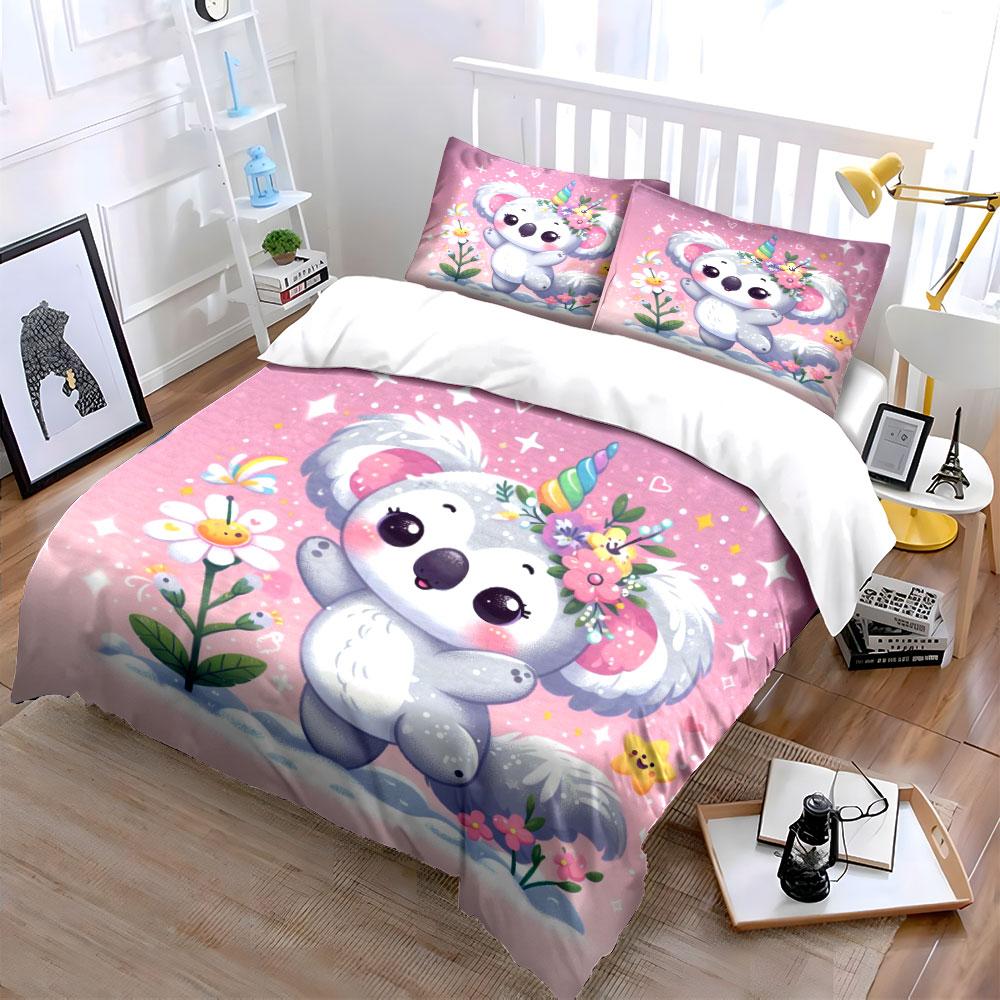 Süßes Koala Einhorn Bettwäsche Set Bettwäsche Bettbezug Set Bettbezug Kissenbezüge (1 * Bettbezug 2 * Kissenbezüge, ohne Bettdecke)