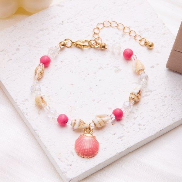 Braccialetto Bohémien con Conchiglie Cowrie, Ciondoli Carini a Stella Marina, Perline Blu, Elastico per Polso da Donna, Gioielli per Vacanze Estive al Mare