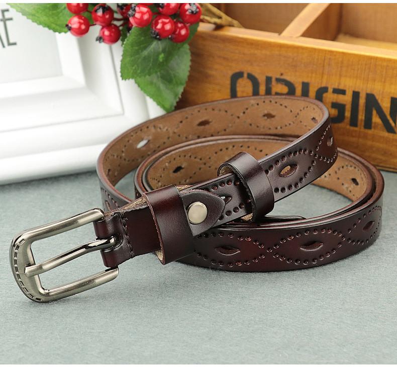 Leaf Genuine Graphic Leather Women Waist Belt Retro Pin Closure Daily Decoration