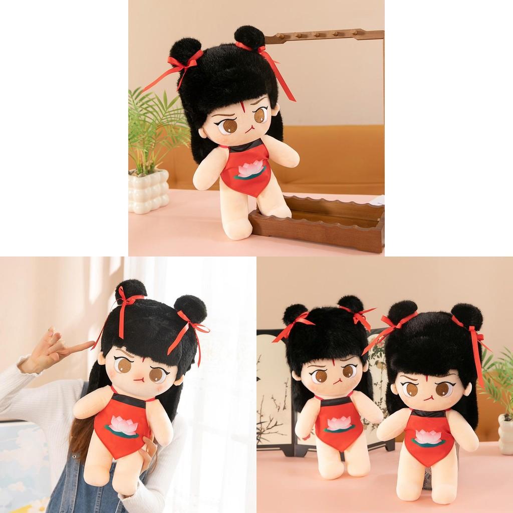 Plush Nezha New Toy Stuffed Doll With Red Braids Cushion Pillow Gift For Kids