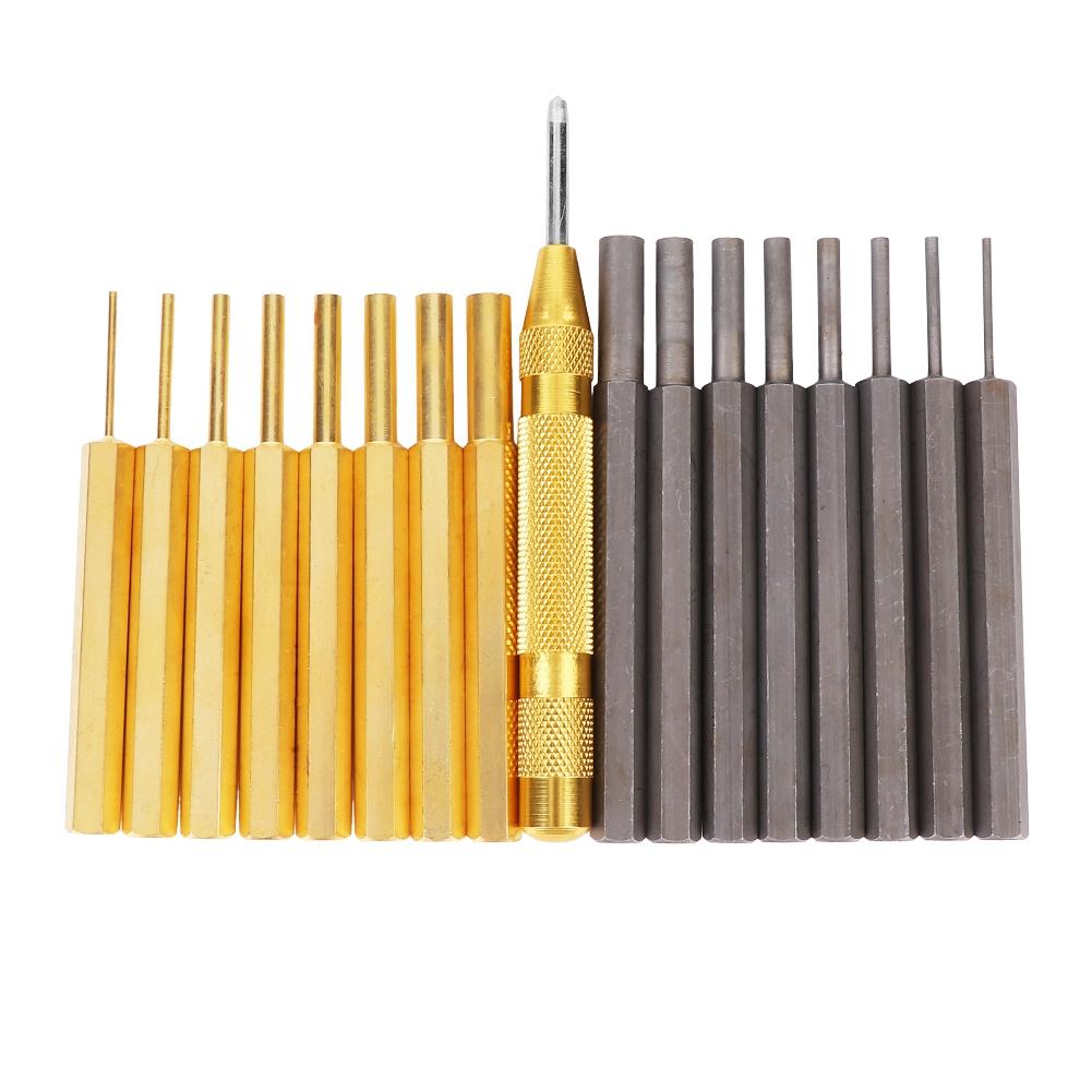 18pcs Professional Carbon Steel Brass Punch Tool Kit Set Leather Craft Hand Tool