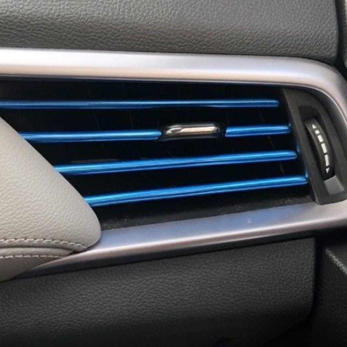 

10pcs Bendable And Cutting Decorative Strips For Car Air Conditioning Vents Stylish Interior Design With Multiple Colors синій