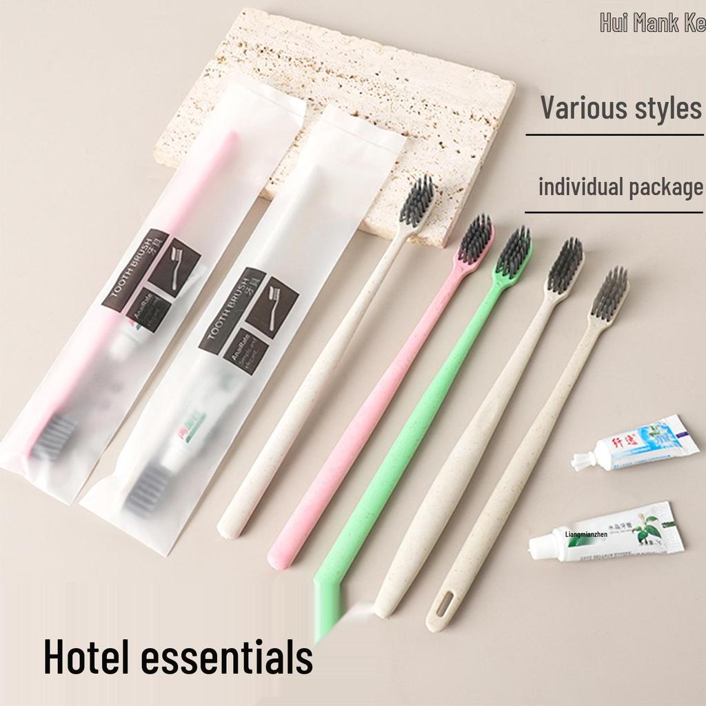 Hotel Disposable Toiletries Set: Soft Bristle Toothbrush, Toothpaste & Cotton Swabs for B&Bs