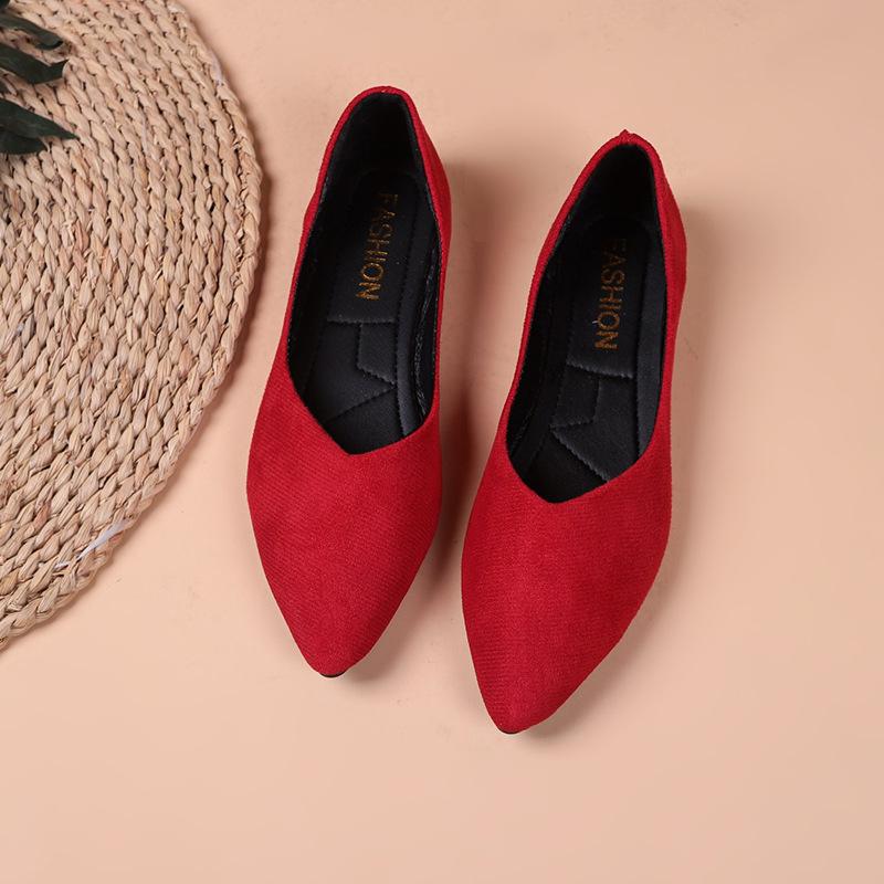 Large size pointed head shallow mouth single shoes spring and summer new casual flat bottom soft sole single shoes