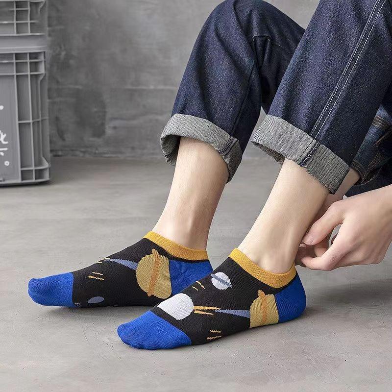 10 Pairs Of Casual Trend Ankle Socks For Men And Women, Comfortable, Breathable And Cute Cartoon Summer Couple Boat Socks