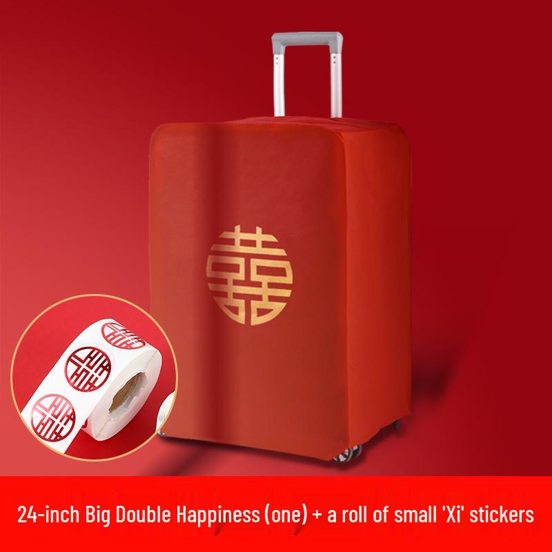 Red Double Happiness Wedding Suitcase Cover: Protective Leather Dust Bag for Luggage