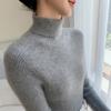 Elegant White Cashmere Turtleneck Women's Slim Fit Sweater - Flattering Autumn/Winter Knitwear.