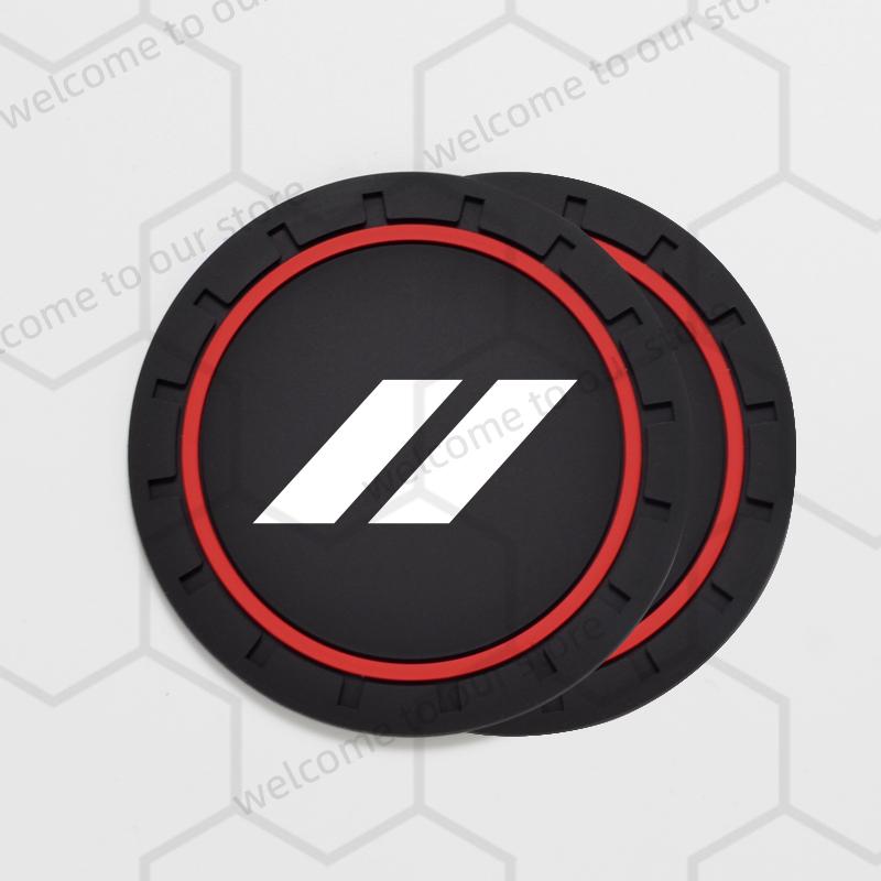2pcs For Dodge // Emblem Challenger Ram 1500 Charger Hellcat Journey Durango Caravan Car Coaster Water n Cup Slot Non-Slip Pad