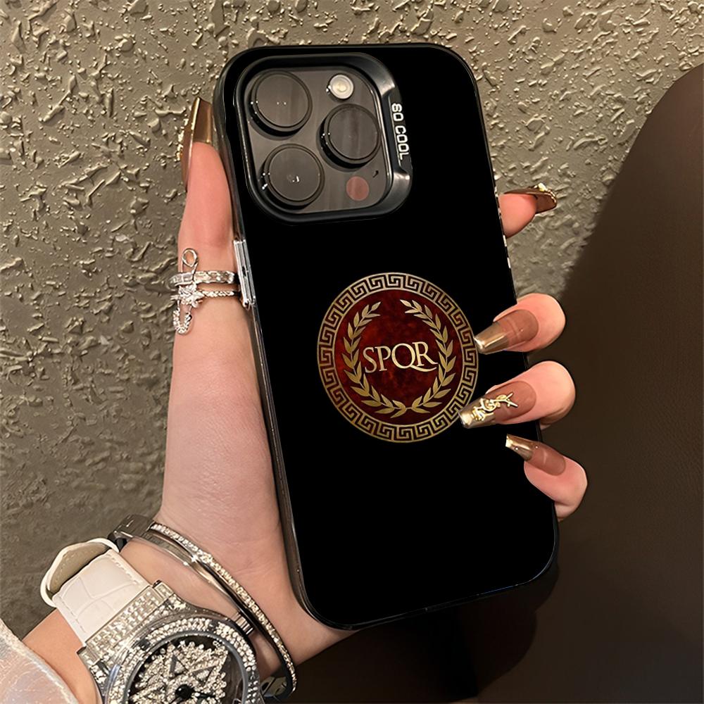 The Roman Empire Emblem SPQR Phone Case For iPhone 16,15,14,13,12,11,Pro,Max,Plus,Mini,XS,SE Anti Fall Black Matte Hard Bumper