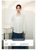 Women's White Long Sleeve French Sweet Ruffled Collar Shirt - 2026 Spring/Autumn Solid Color Fashion